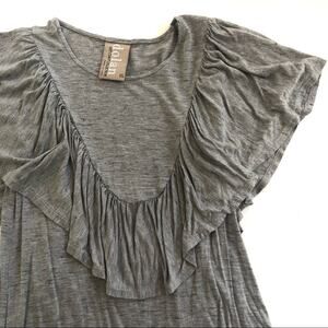 ANTHROPOLOGIE DOLAN Grey Ruffle Knit Top XS